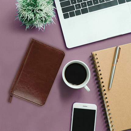 Еженедельник недатированный МАЛЫЙ ФОРМАТ 95х155 мм А6 BRAUBERG "Imperial" под кожу, 64 л., коричневый, 126185