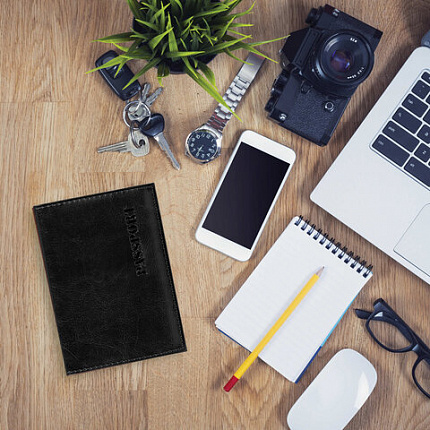 Обложка для паспорта STAFF "Profit", экокожа, мягкая изолоновая вставка, "PASSPORT", черная, 237183