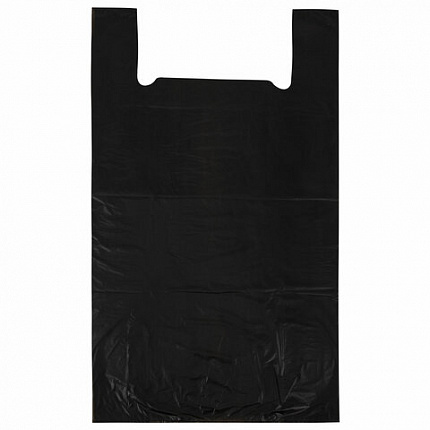 Пакет "майка" КОМПЛЕКТ 50 штук, 40+18х70, ПНД черный 25 мкм, LAIMA, 700792