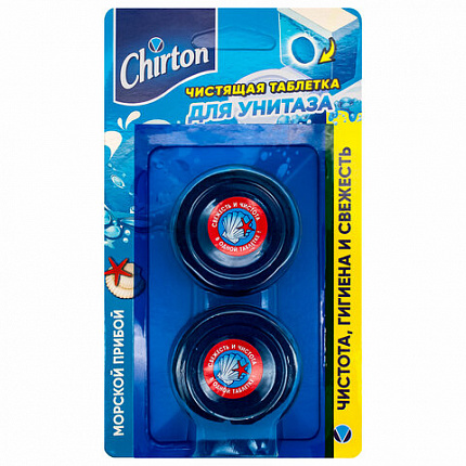 Таблетки чистящие для унитаза 2 шт. х 50 г, CHIRTON (Чиртон), "Морской Прибой", 6944678610380