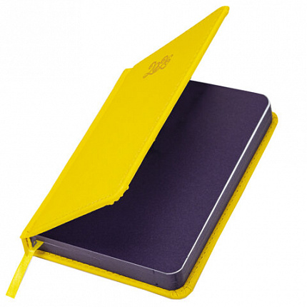 Ежедневник датированный 2026, МАЛЫЙ ФОРМАТ 100х150 мм, А6, BRAUBERG "Rainbow", под кожу, желтый, 117258