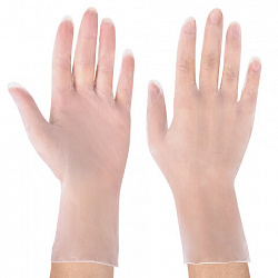 Перчатки виниловые смотровые 50 пар (100 штук), размер 9-10, XL (очень большой), прозрачные, SFM, Германия