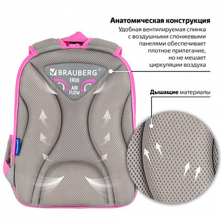 Ранец BRAUBERG QUADRO, 3 отделения, с брелком, Hi there, велюровая панель, 37х28х18 см, 273105