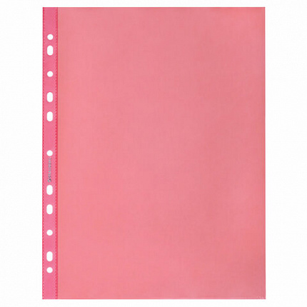 Папки-файлы перфорированные КРАСНЫЕ А4 BRAUBERG, комплект 100 шт., гладкие, 35 мкм, 272677