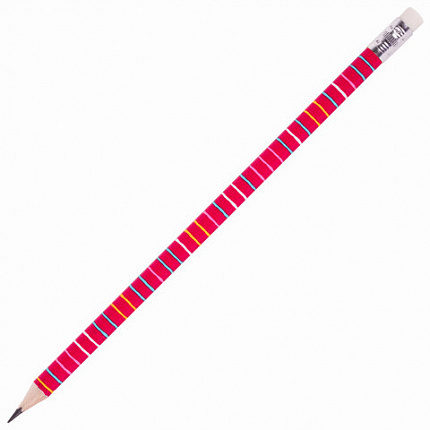 Карандаш чернографитный ЮНЛАНДИЯ "ГЕОМЕТРИЯ", 1 шт., HB, с ластиком, корпус ассорти, 181775
