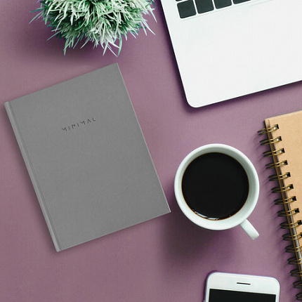 Блокнот МАЛЫЙ ФОРМАТ 110х147 мм, А6, 80 л., твердый, клетка, BRAUBERG "Minimal", серый, 116445