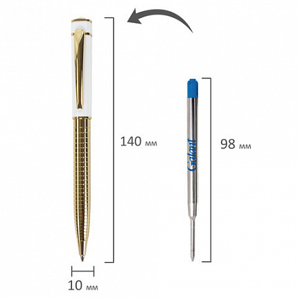 Ручка подарочная шариковая GALANT "Mont Pelerin", корпус золотистый с белым, золотистые детали, пишущий узел 0,7 мм, синяя, 141661