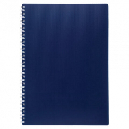 Тетрадь обложка пластик, А4, 80 л., гребень, клетка, HATBER, "VELVET" Синяя, 081562, 80Т4В1гр_01609