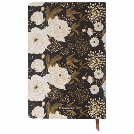 Ежедневник учителя специализированный А5 (215х145 мм) BRAUBERG, 144 л., кожзам, "Цветы на черном", 112707