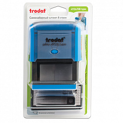 Штамп самонаборный 8-строчный, оттиск 75х38 мм, синий без рамки, TRODAT 4926 P2, КАССЫ В КОМПЛЕКТЕ, 167041