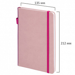 Блокнот А5 135x212 мм BRAUBERG "Edge", под кожу, резинка, держатель, 80 л., клетка, красный, 117147