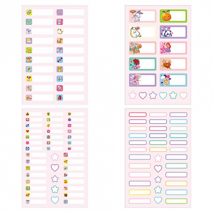 Наклейки бумажные "Подпишу всё" для девочек, НАБОР 4 листа А5, 113 наклеек, HATBER, 094174