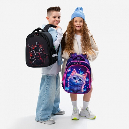 Ранец BRAUBERG KIDS STANDARD, 2 отделения, Terrible fighters, 36х28х14 см, 273146