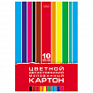 Картон цветной А4, 2-сторонний, МЕЛОВАННЫЙ, 10 листов, 10 цветов, в папке, HATBER, 195х280 мм, "Creative Set", 095545, 10Кц4_05934