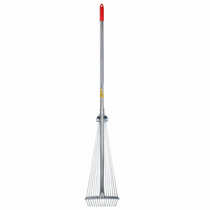 Грабли веерные проволочные раздвижные, 15 зубьев, ширина 15-58 см, черенок 115 см, ГРАНДМАСТЕР, 700348