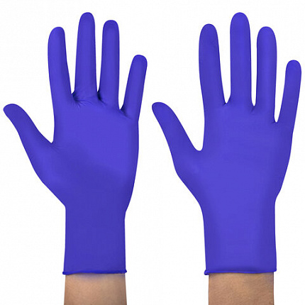 Перчатки нитриловые смотровые SFM Supersoft N135, Германия, 100 пар (200 штук), размер 8-9, L (большой), фиолетовые