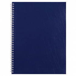 Тетрадь бумвинил, синий, А4 (большой формат), 96 л., гребень, офсет №1, белая бумага, клетка, STAFF, 403406