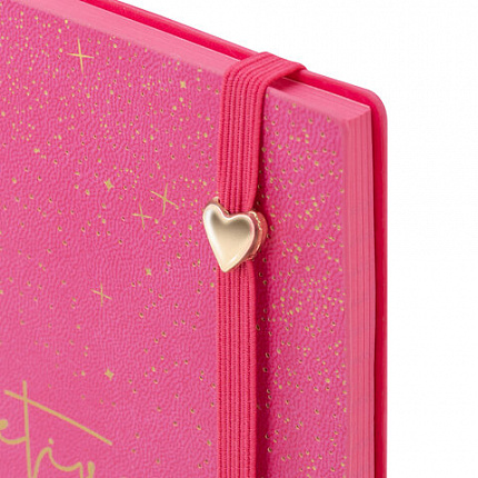 Блокнот B6 130x184мм BRAUBERG "Stellar", под кожу, 80 листов, фольга, резинка, клетка, розовый, 118654