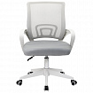 Кресло CROMEX (КРОМЕКС) "Top CH-695W", с подлокотниками, пластик белый, сетка/ткань TW, серое, 533067