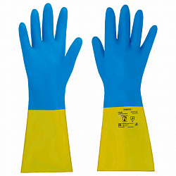 Перчатки латексно-неопреновые КЩС, ULTRA NEOPRENE, химически устойчивые, размер 9-9,5 L (большой), RABBITEX (РАББИТЕКС), 701115