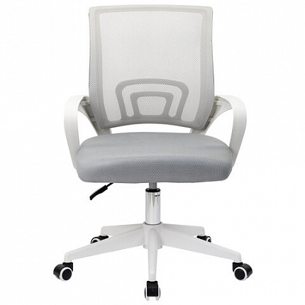 Кресло CROMEX (КРОМЕКС) "Top CH-695W", с подлокотниками, пластик белый, сетка/ткань TW, серое, 533067