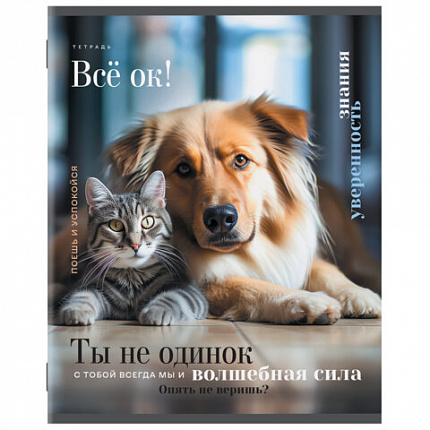 Тетрадь А5, 48 л., STAFF, скоба, клетка, офсет №2 ЭКОНОМ, обложка картон, КОТЫ_АССОРТИ, 405627