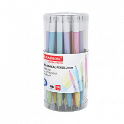 Карандаш механический цанговый 2 мм, BRAUBERG "Grade" PASTEL, HB, встроенная точилка, корпус ассорти, 181961