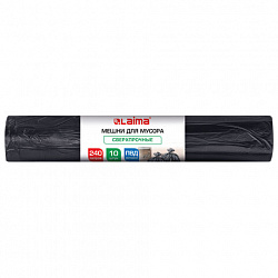 Мешки для мусора 240 л, черные в рулоне 10 штук сверхпрочные, ПВД 100 мкм, 90x135 см, LAIMA, 702684