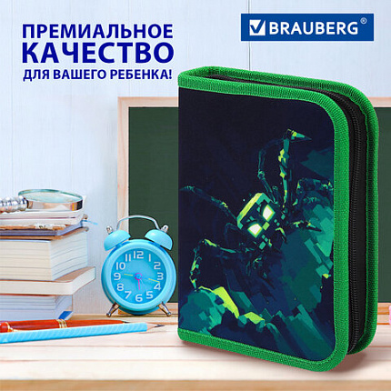 Пенал BRAUBERG, 1 отделение, 1 откидная планка, полиэстер, 21х14 см, "Ominous spider", 273525