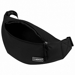 Сумка на пояс HEIKKI RIO (ХЕЙКИ), два отделения, регулируемый ремень, черная с белым, 38х12х8 см, 272617