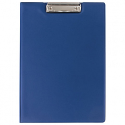 Папка-планшет BRAUBERG, А4 (340х240 мм), с прижимом и крышкой, картон/ПВХ, РОССИЯ, синяя, 221489