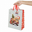 Пакет подарочный КОМПЛЕКТ 4 штуки новогодний 26x13x32 см, "Новогодний мишка", ЗОЛОТАЯ СКАЗКА, 592121
