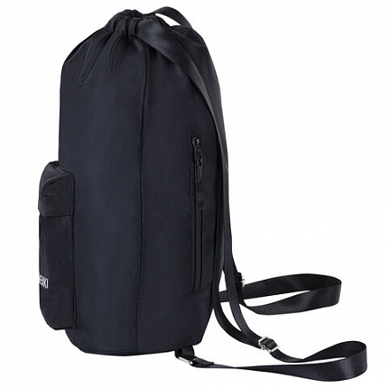 Рюкзак спортивный мешок HEIKKI CASUAL (ХЕЙКИ) с дополнительным карманом, 44х34 см, "Total black", 273457