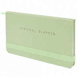 Еженедельник недатированный с резинкой 171х93 мм, BRAUBERG, твердый, 64 л., "Minimal", зеленый, 116314