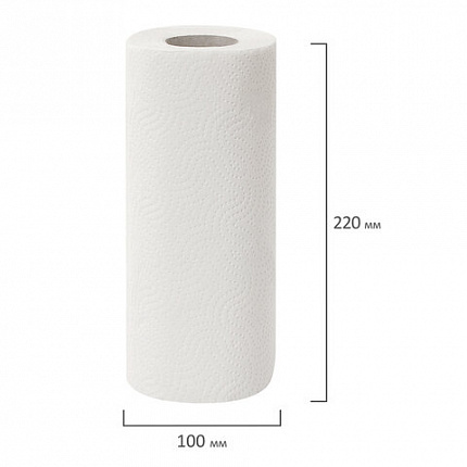 Полотенца бумажные 2-х слойные, спайка 8 рулонов (8х13 м), ЛЮБАША ECO, 114743