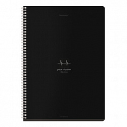 Тетрадь А4, 96 л., BRAUBERG, гребень, клетка, матовая ламинация, "Ритм" (микс в спайке), 405321