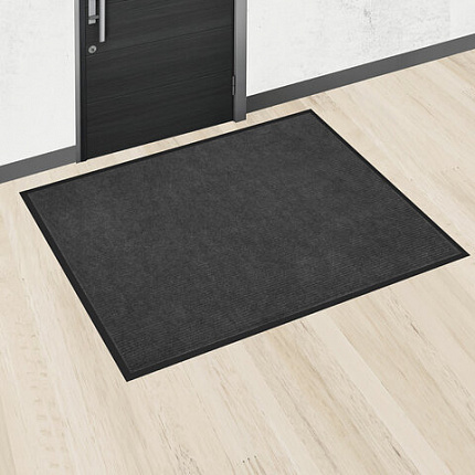 Коврик придверный 120х150 см, СЕРЫЙ, влаго-грязезащитный, 430 г/м2, ребристый, ЛЮБАША СТАНДАРТ, 701041