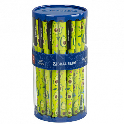 Ручка шариковая BRAUBERG SOFT TOUCH GRIP "AVOCADO", СИНЯЯ, мягкое покрытие, узел 0,7 мм, 143716