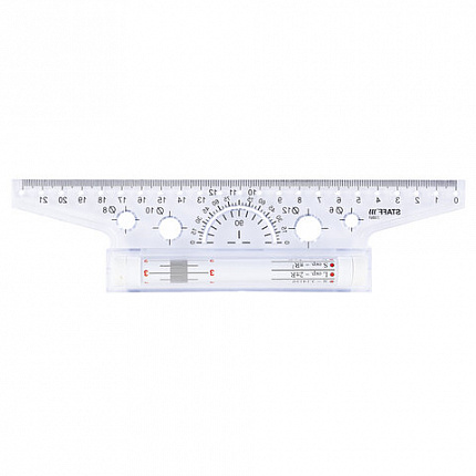 Линейка с роликом (рейсшина) 22 см, металлический ролик, картонная коробка, STAFF, 210869