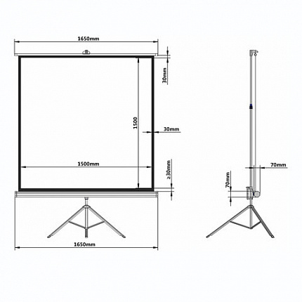 Экран проекционный на треноге (150х150 см), матовый, 1:1, BRAUBERG "TRIPOD", 236729