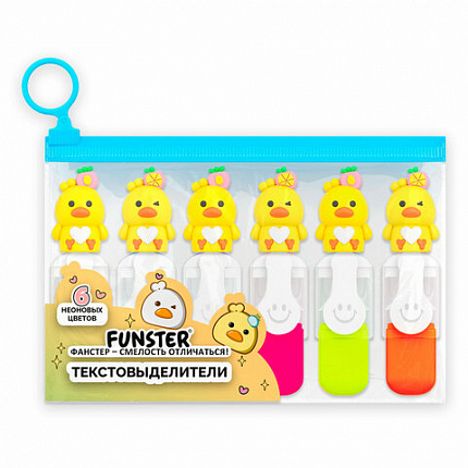 Набор текстовыделителей с топперами 6 ЦВЕТОВ НЕОН, "НЕЖНЫЕ ЦЫПЛЯТА", линия 1-4 мм, FUNSTER (ФАНСТЕР), 152648