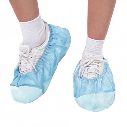 Бахилы ламинированные, КОМПЛЕКТ 500 шт., 38х16 см, спанбонд + ПВД, 100 мкм, 13 г, голубые, ELEGREEN, ПВД-50/2р-Г-Б