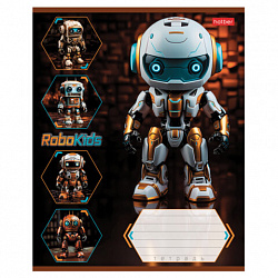 Тетрадь 18 л., HATBER клетка, обложка картон, "Робо" (микс в спайке), 084624, 18Т5В1