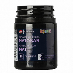 Краска акриловая матовая "Декола", банка 50 мл, черная, Невская Палитра, 14328810
