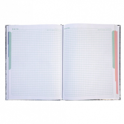 Блокнот А5 167х216 мм, 80 л., твёрдый, бумвинил "METALLIC", клетка, блок 5 цв., HATBER, серебро, 084777, 80ББ5В1