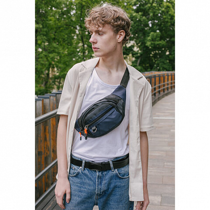 РЕЗЕРВ Сумка на пояс PROMPT, два отделения, задний карман, синяя, 37х14х4,5 см, WBZ, 273927