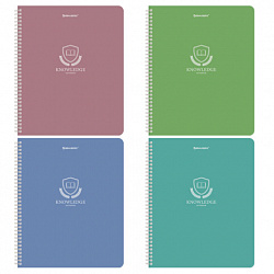 Тетрадь А5, 48 л., BRAUBERG, гребень, клетка, матовая ламинация, "Knowledge" (микс в спайке), 405324