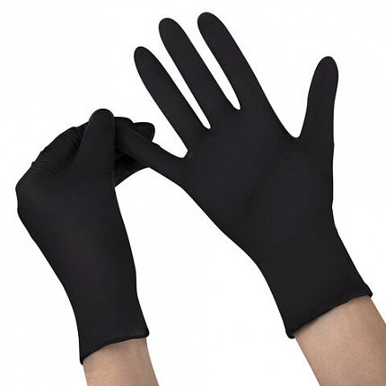 Перчатки нитриловые смотровые SFM Supersoft N136, Германия, 100 пар (200 штук), размер 8-9, L (большой), черные