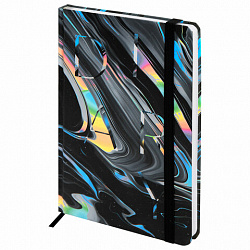 Ежедневник недатированный с резинкой А5 145х203 мм, BRAUBERG, твердый, 128 л., "Waves", 116283