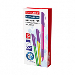 Ручка шариковая масляная с грипом BRAUBERG "Extra Glide GT Color", СИНЯЯ, трехгранная, игольчатый наконечник 0,7 мм, линия 0,5 мм, 144264